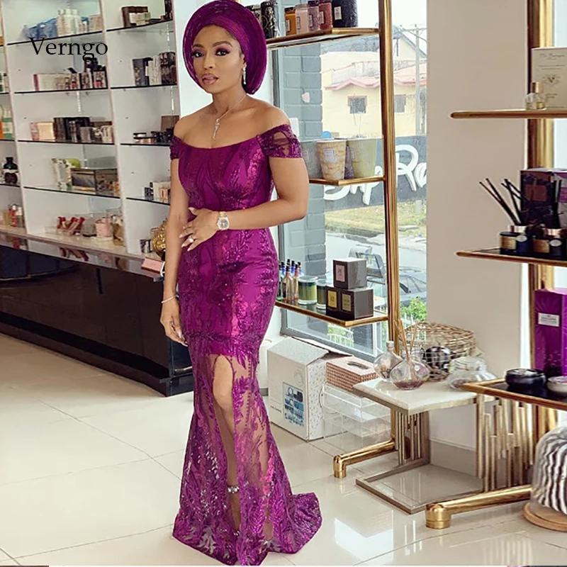 

Verngo Mermaid Evening Dresses Long Lace Appliques Evening Gowns Prom Dress Party Vestido Dubai Fiesta Abendkleider