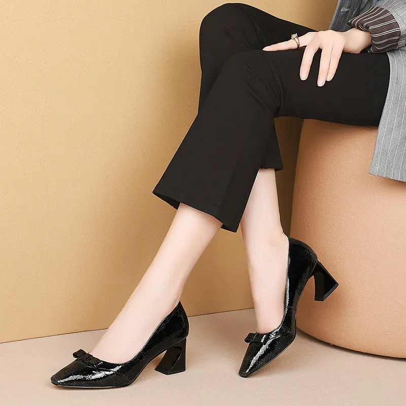 

Large size 34-43 Point Toe Women hoof high Heeled women Pumps bowties Wedding party ladies Shoes Spring Summer 2021 Shoes Woman