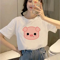 women t shirt summer short sleeve cartoon pig print korean fashion tshirts oversized top tees clothing for girls ladies tshirt