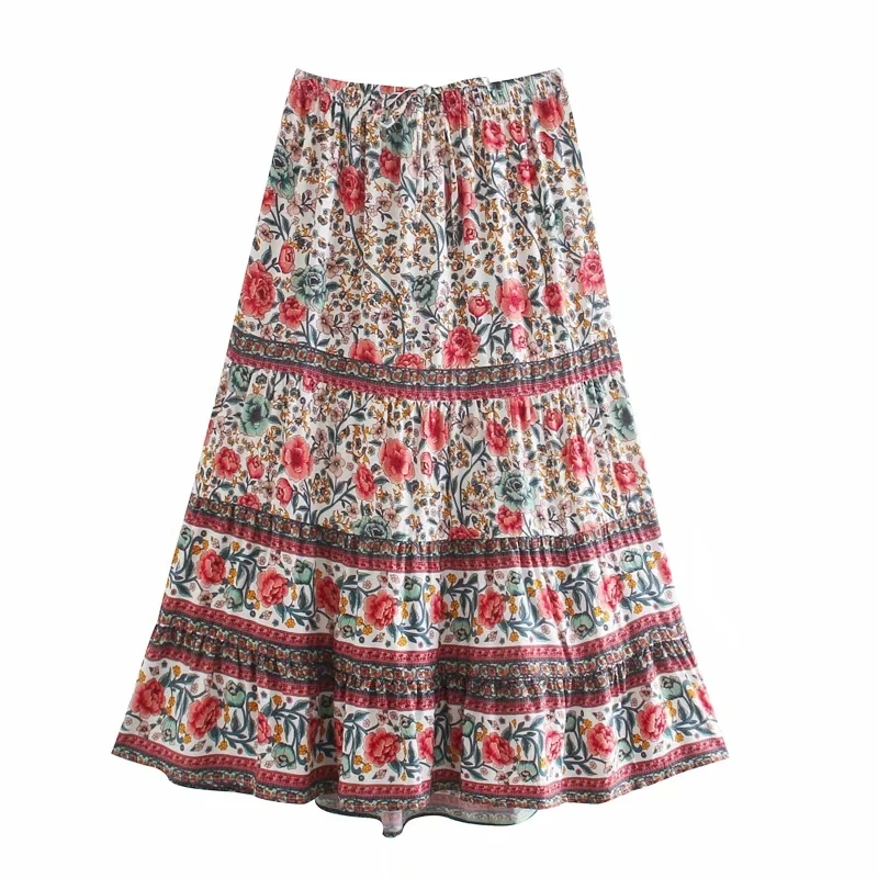 

New winter French fashion restoring ancient ways people printed cotton positioning loose skirts long skirt