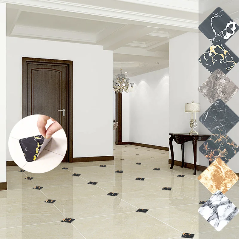 

10pcs/pack Self Adhesive Floor Stickers living room Corridor Ground Tile Wallpapers DIY Bedroom Waterproof Marble Wall Decals