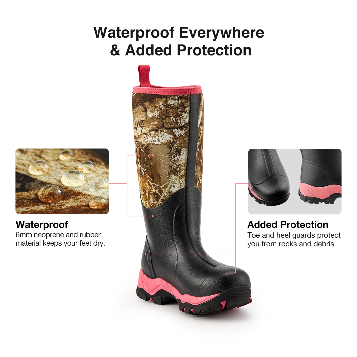 TideWe розовые изолированные водонепроницаемые прочные 38 см женские охотничьи