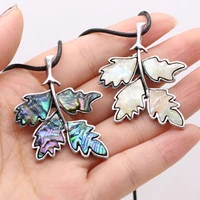 natural shell necklace the mother of pearl shell leaf shaped brooch pendant charms for women love lucky gift chain 40 5 cm