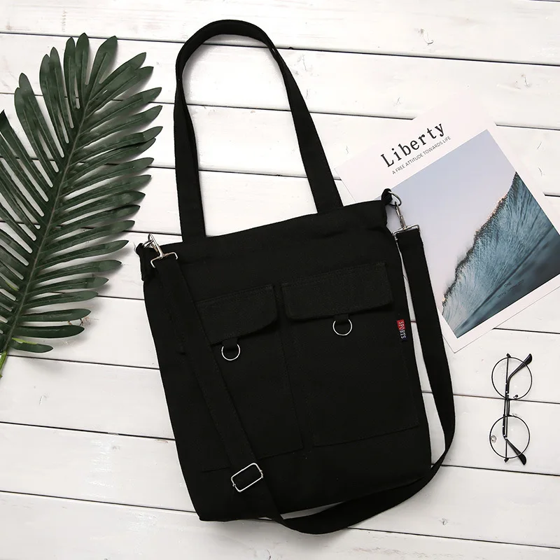 

2018 Korean version of simple artistic canvas women's bag hand bill of lading shoulder messenger bag