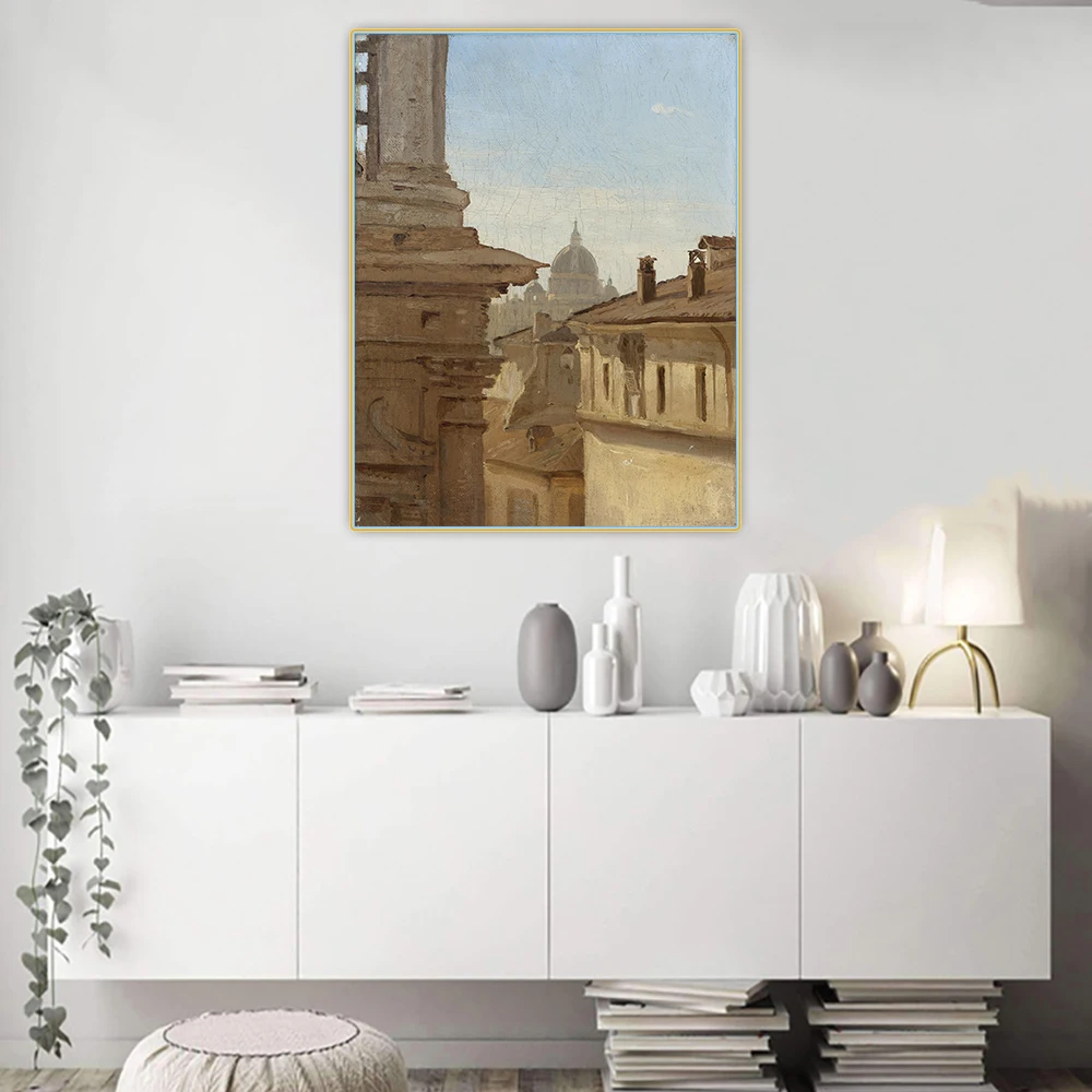 

Картина маслом на холсте, Жан базилика Святого Петера, Камилла Коро, «Обзор крыш римского Храма», украшение для дома