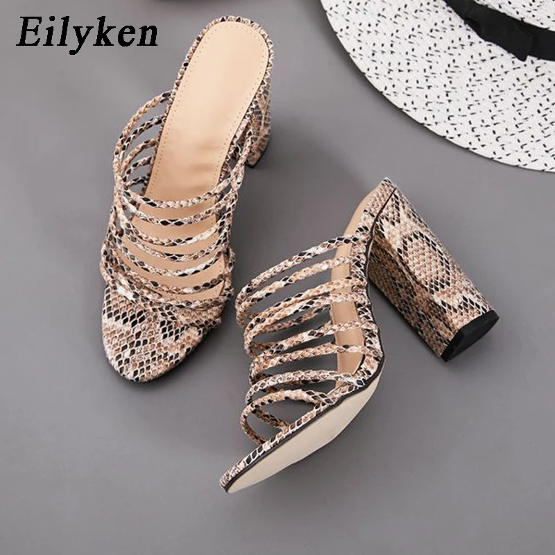 Туфли женские Eilyken со змеиным принтом на блочном каблуке Размеры 35-42 2022 | Обувь