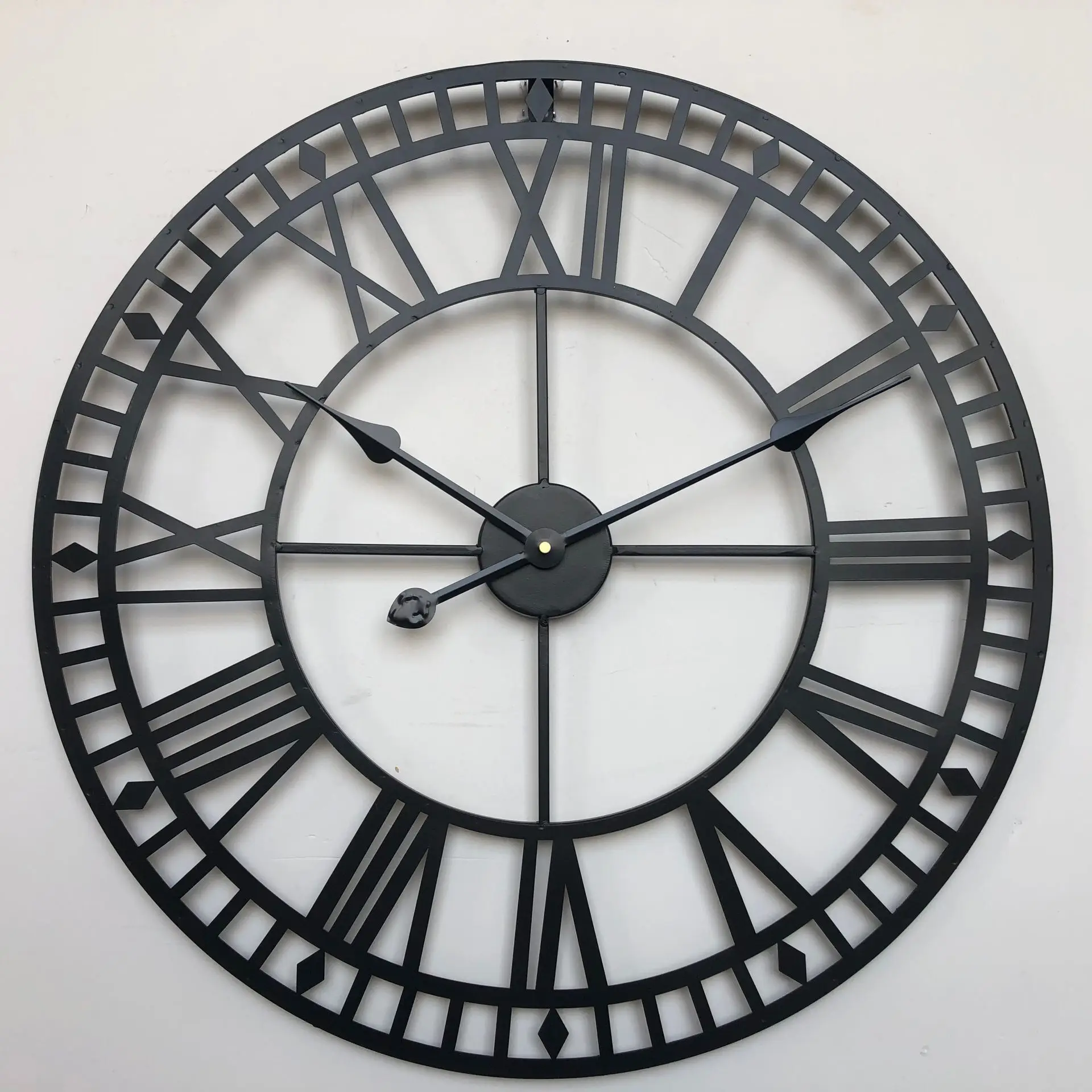 Reloj de pared de hierro forjado, diseño moderno, redondo, decorativo, silencioso, Europeo, 60cm