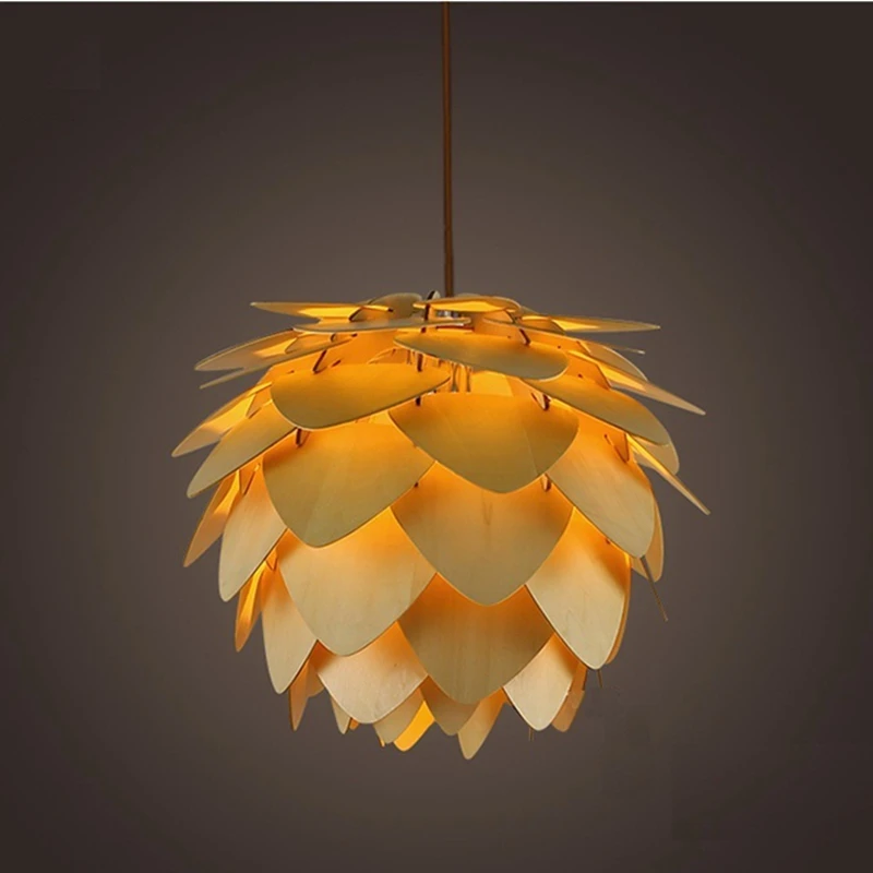 Modern Pendant Lights Pinecone Kitchen Lamp for Dinning Living Room Restaurant LED Loft Lighting Vintage Wood Lamp