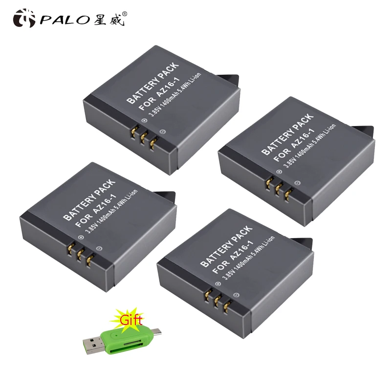 

100% original 1-4PCS 3.85V 1400 mAh Li-ion AZ16 rechargable battery for Xiaomi YI Lite 2 4K 4k 360 VR Action Camera batteries
