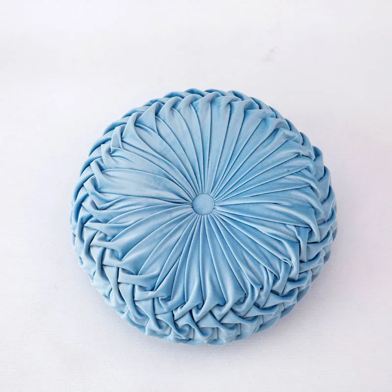 light blue Нордическая бархатная круглая задняя подушка на сиденье, кресло для дома, кресло, декор конфет, Офисная подушка для отдыха, подушка для кресла - Цвет: light blue