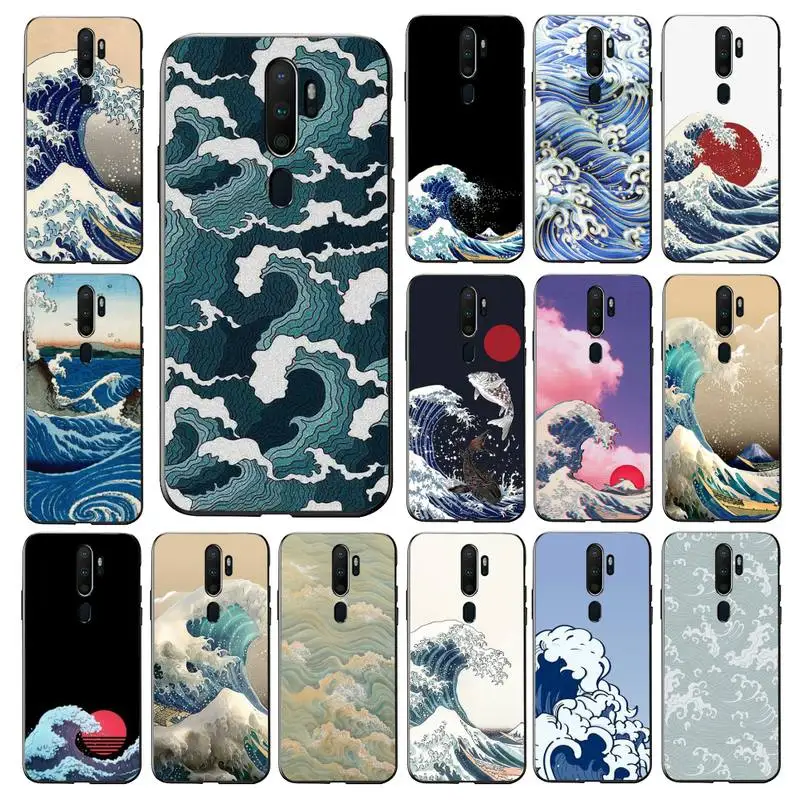 

YNDFCNB Spray Waves Japan Culture Phone Case for Vivo Y91C Y11 17 19 17 67 81 Oppo A9 2020 Realme c3