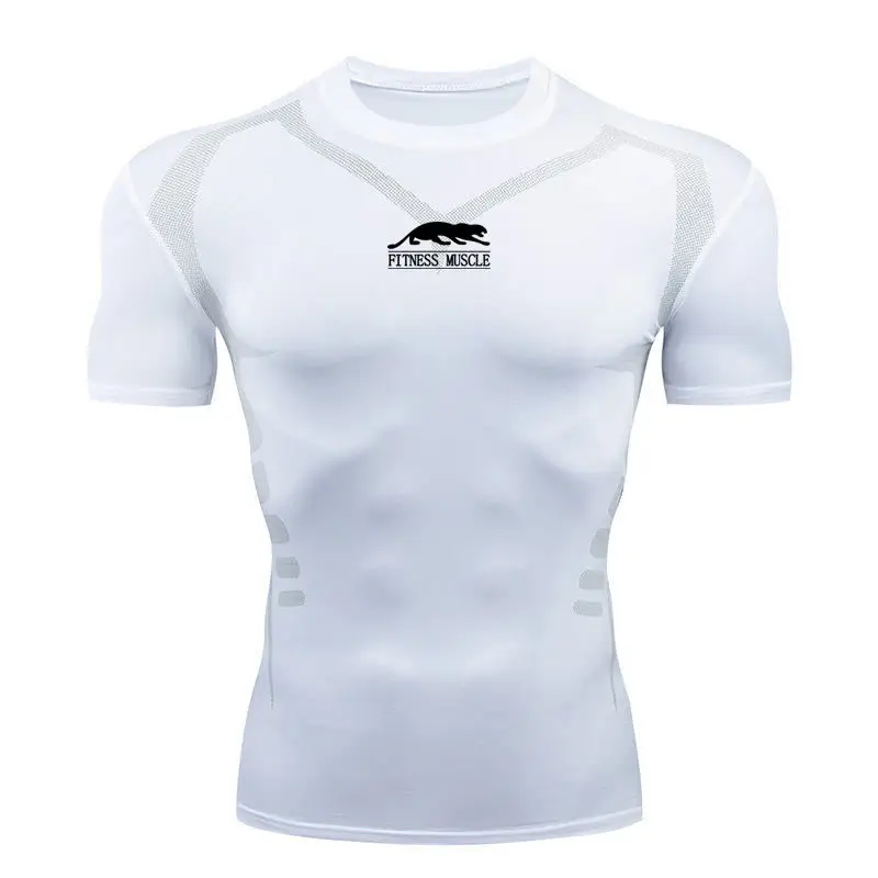 Мужская футболка с коротким рукавом черные компрессионные рубашки
