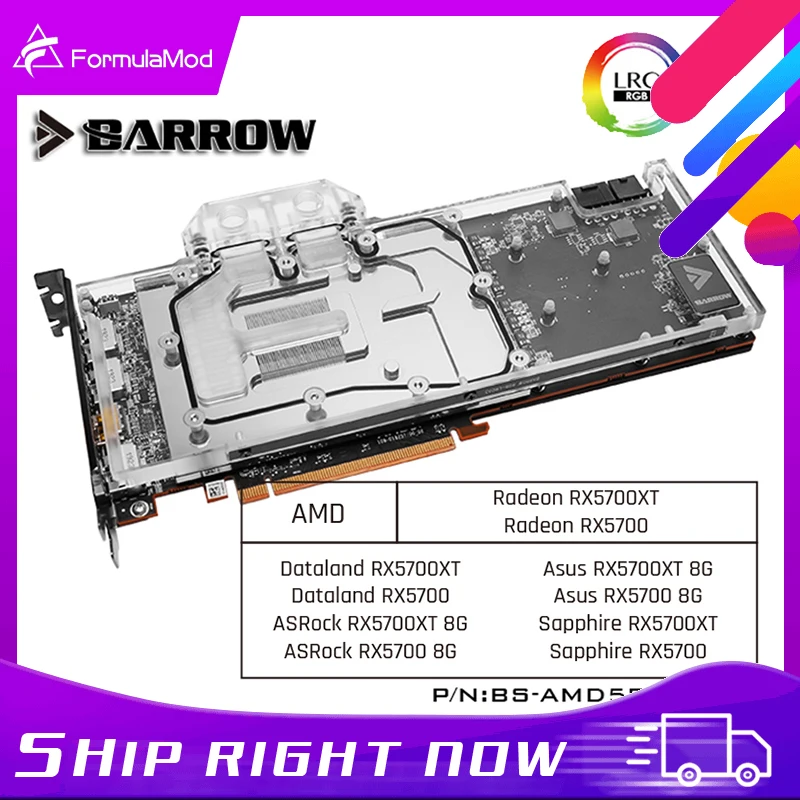 Барроу BS AMD5700XT PA полное покрытие видеокарты водяного охлаждения блоков для AMD