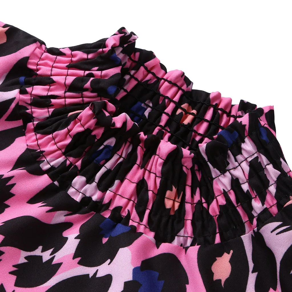 JAYCOSIN женская мода жабо воротник-стойка неоновый Леопардовый принт длинный рукав