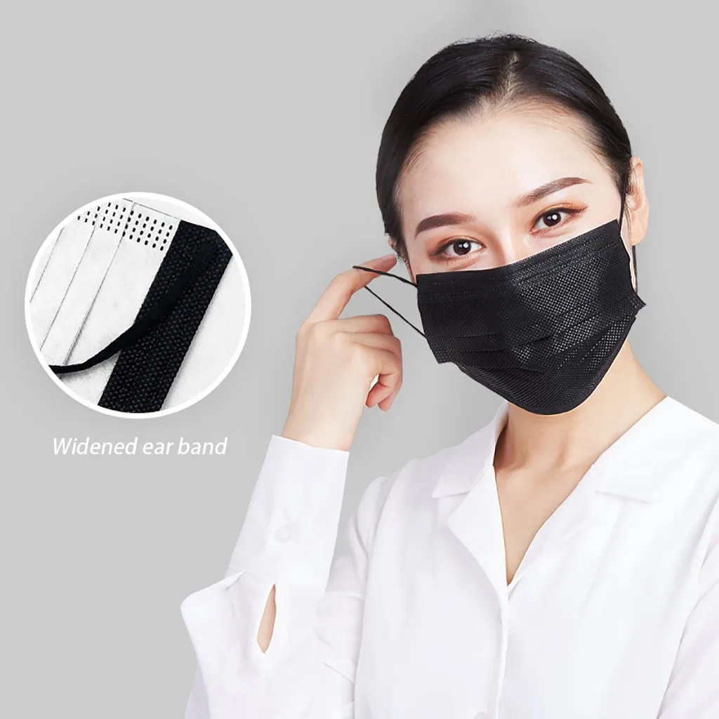 

50 Pcs Disposable Sanitary Mask 3-plys Nonwoven Anti-dust Mask Anti-spray Particles Breathable Earloop Face Mask Mascarilla