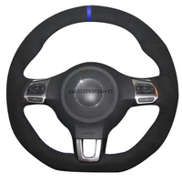 black suede car steering wheel cover for volkswagen golf 6 gti mk6 polo scirocco r passat cc r line 2010