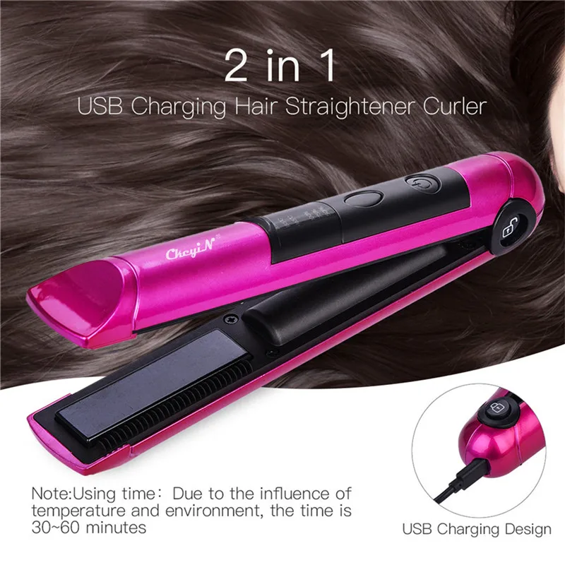 Портативный беспроводной выпрямитель для волос плойка мини USB Перезаряжаемый
