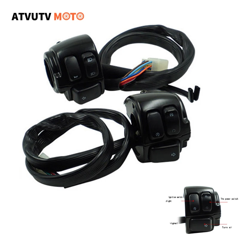 1 дюйм 25 мм управляющий переключатель на руль кнопка поворота для мотоцикла жгут