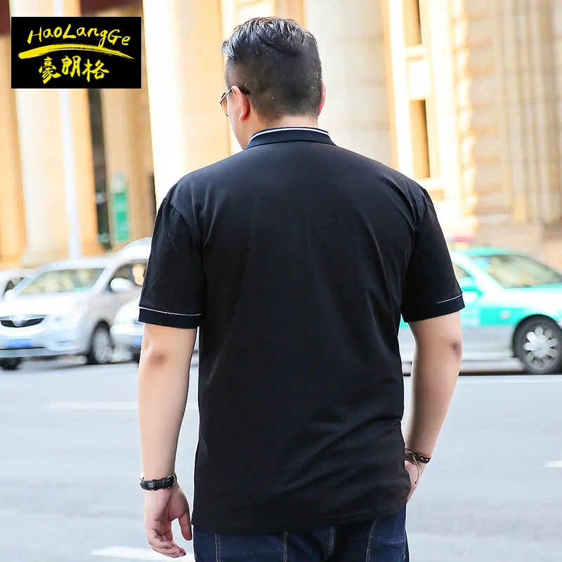 

Extra large men's short sleeve T-shirt fat casual business Lapel T-shirt fat Polo oversize