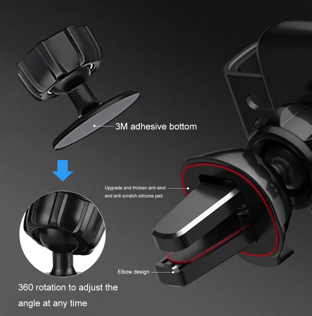 

10W Wireless Car Charger Mount for iPhone XS XR X 8 11 Pro Max Samsung S10 S20 Fast Charging Gravity Clamping Phone Holder