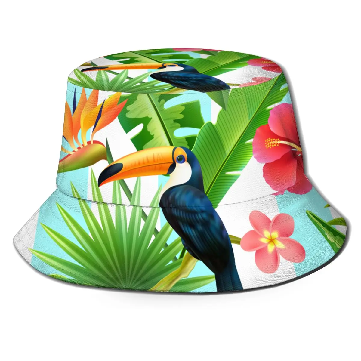 

Rainforest Toucan Unisex Casual Sun Hat Bucket Hat for Men Women Bob Hip Hop Caps Summer Fisherman Hat Panama
