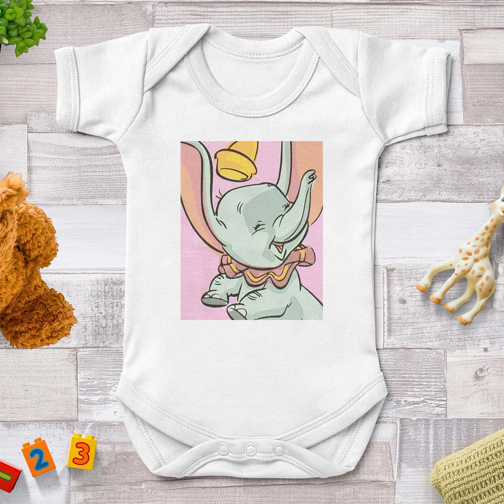 

Комбинезоны для младенцев Happy Flying Elephant, летние комбинезоны для новорожденных, белые мягкие комбинезоны с коротким рукавом для маленьких дев...