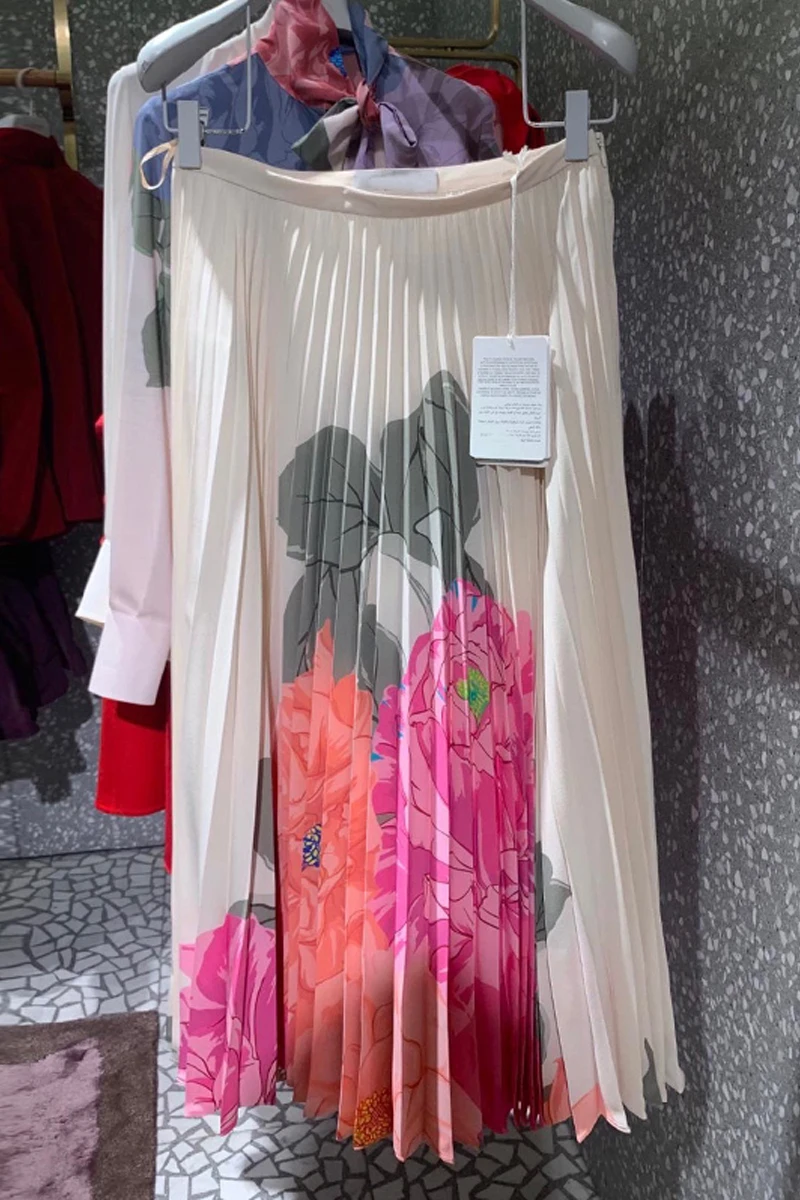 

Runway Designers Elegant Chiffon Woman Skirts 2020 Summer Vintage Draped A-line Slim Midi Skirts Womens