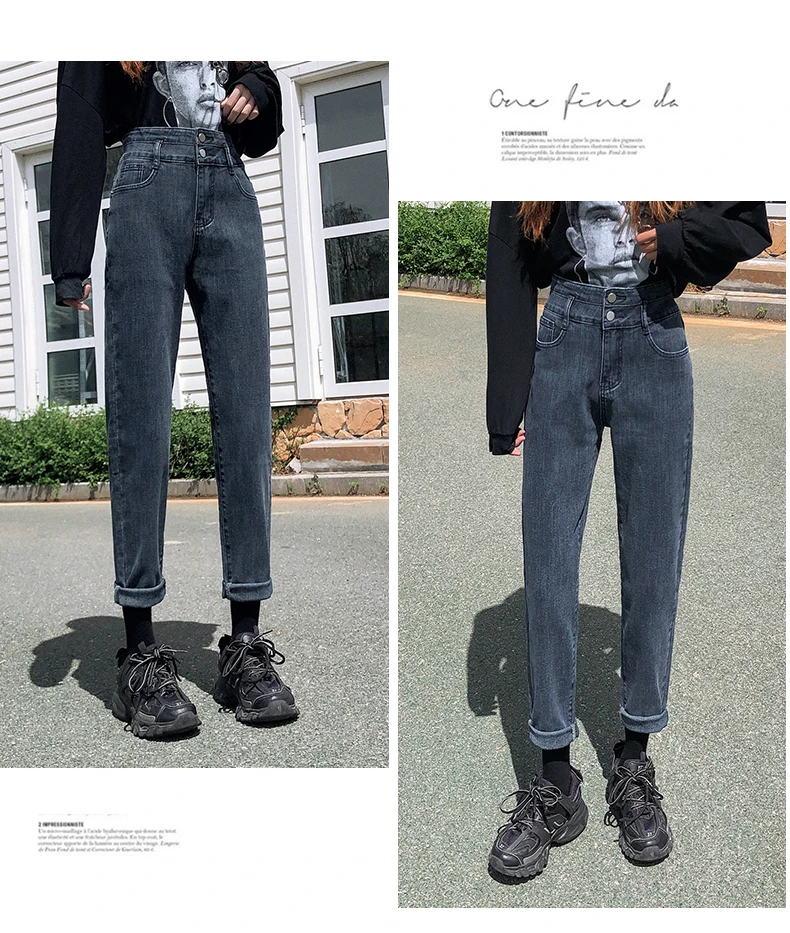

2020 New arrival autumn women jeans high waist women pants blue harem jeans for girls spring denim jeans plus size lady trousers