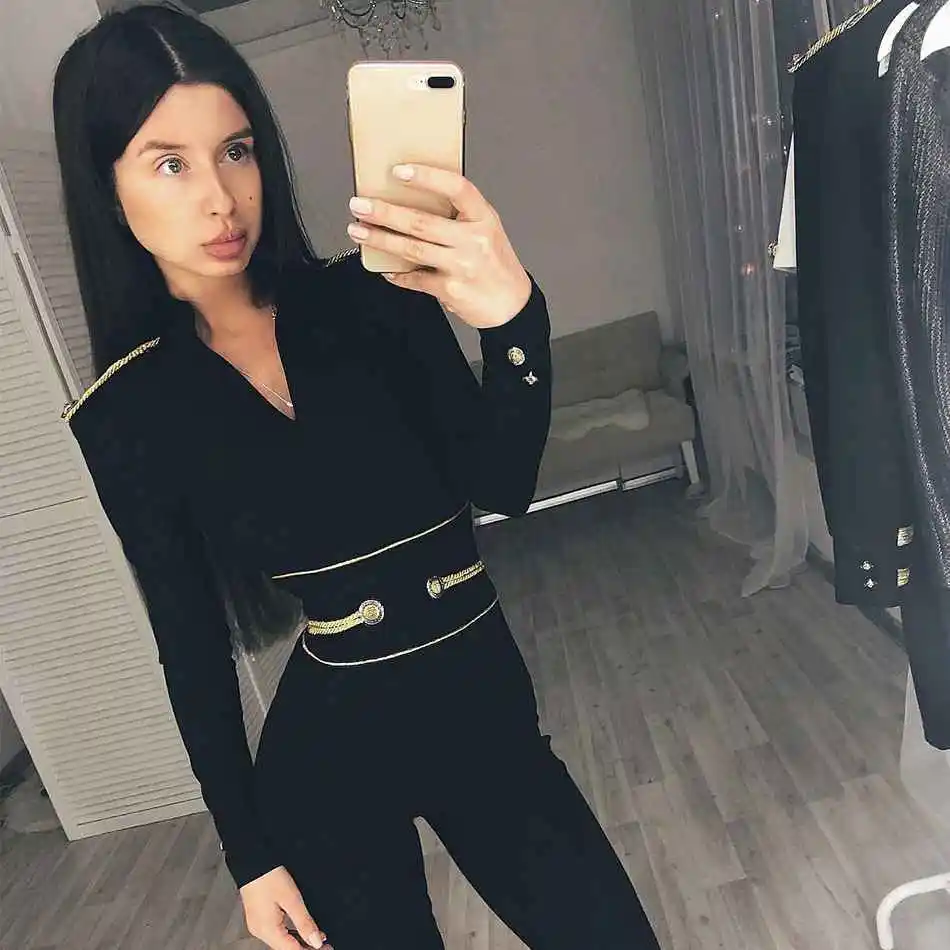 Seamyla 2019 новый модный бандажный комбинезон женский сексуальный с длинным рукавом