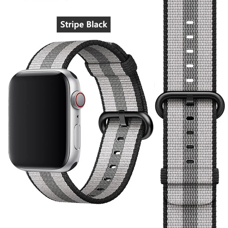 Stripe Black 20 Ремешок EIMO Nato для apple watch, ремешок 44 мм, 40 мм, apple watch 5, 4, 3, 2, iwatch, ремешок 42 мм, 38 мм, плетеный нейлоновый браслет correa, ремешок для часов - Цвет ремешка: Stripe Black 20