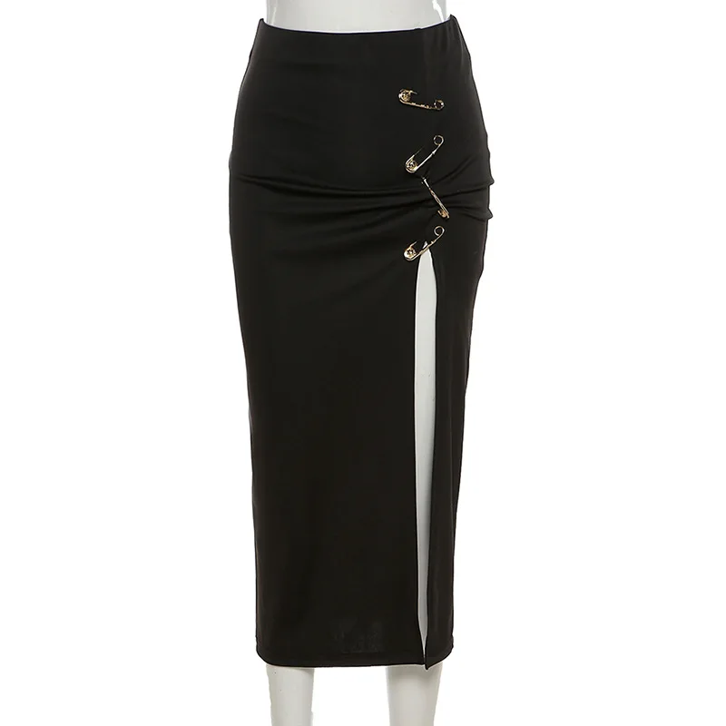

Женская Юбка-миди Goth Dark Mall, черная альтернативная одежда в стиле эмо, трапециевидная юбка с высокой талией, для вечеринок, в готическом стиле...