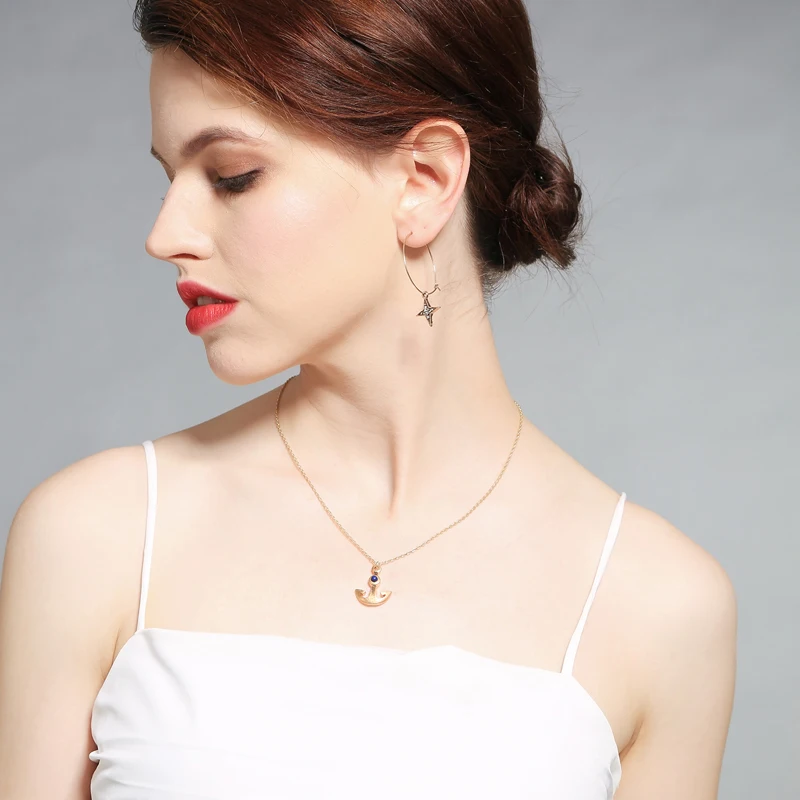 Уникальный орнамент из смолы Винтажный Золотой Цвет якорь кулон ожерелье для