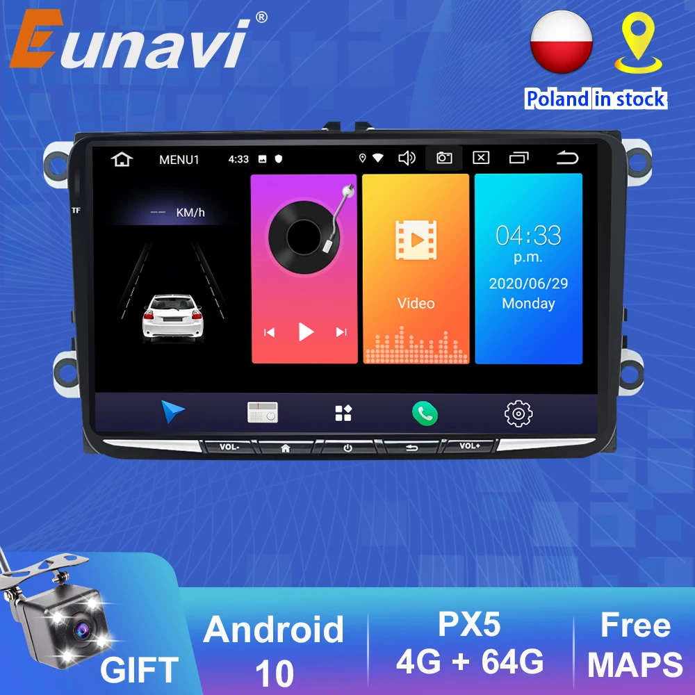 Автомагнитола Eunavi 2Din Android GPS для Volkswagen VW Skoda Octavia Golf 5 6 Passat B6 B7 Touran Tiguan Polo Jetta |