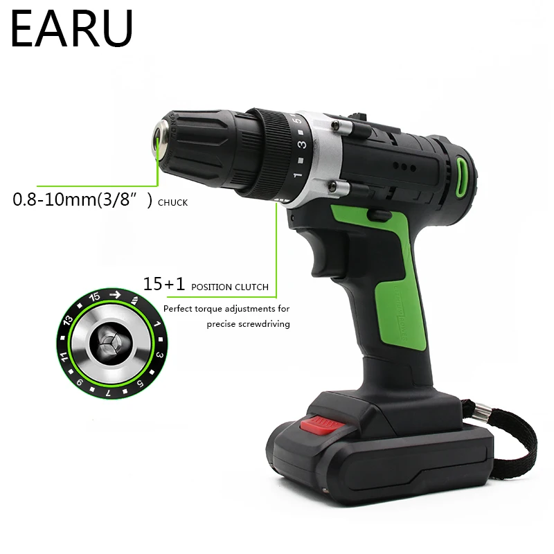 12V 16.8V 21V Max Wireless Rechargeable Electric Screwdriver Cordless Drill Mini Power DriverDC Lithium-Ion Battery 2-Speed Tool |