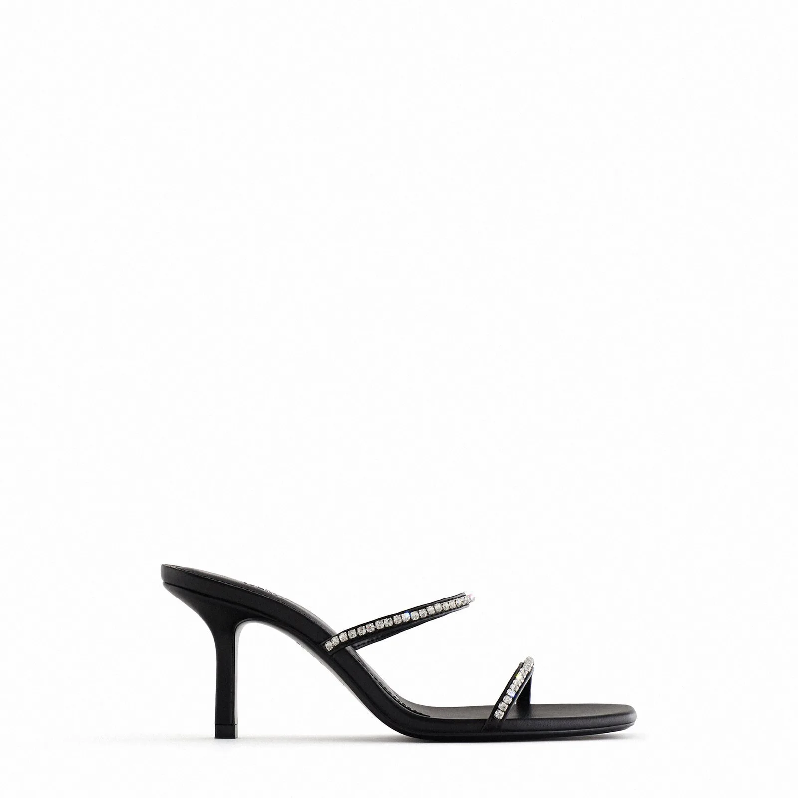 

Women Slippers 2021 Summer New Women's Shoes Black Square Toe Outdoor Rhinesone Accessories High Heels Stiletto Sandals Female