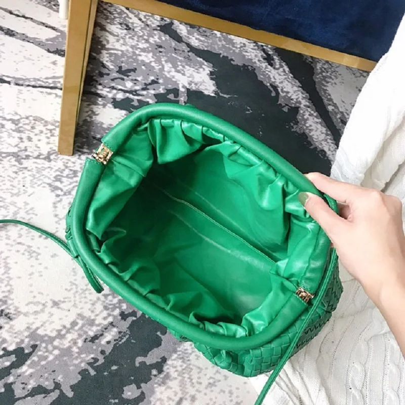 Роскошные сумки женские повседневного дизайна из плетеной ткани пельменки сумка