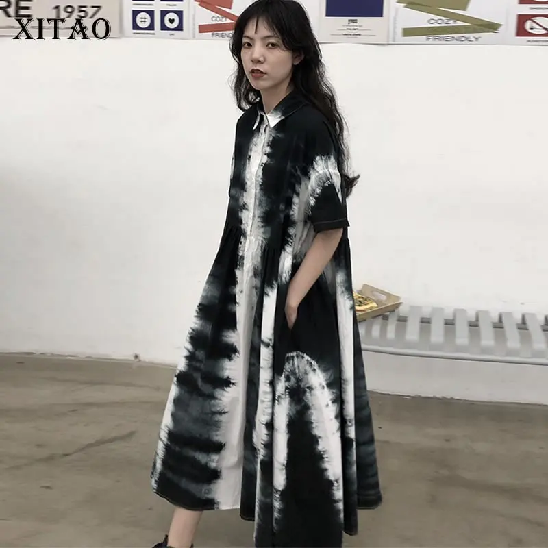 

XITAO Irregular Dress Fashion New Women Split Goddess Fan Casual Style Loose Elegant 2021 Summer Minority Loose Dress LDD1166