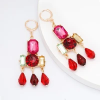 fashion big colorful crystal earrings for women bijoux geometric red rhinestones earrings statement jewelry gifts