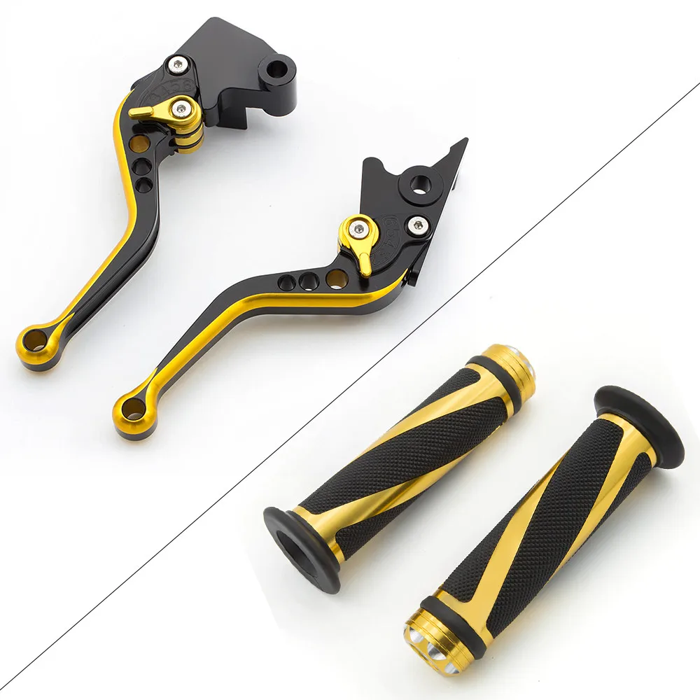 Gold Levers--Grips Для Triumph 675 STREET TRIPLE 2008- короткая алюминиевая смесь цвет регулируемый мотоцикл тормозной рычаг сцепления и ручки - Цвет: Gold Levers--Grips