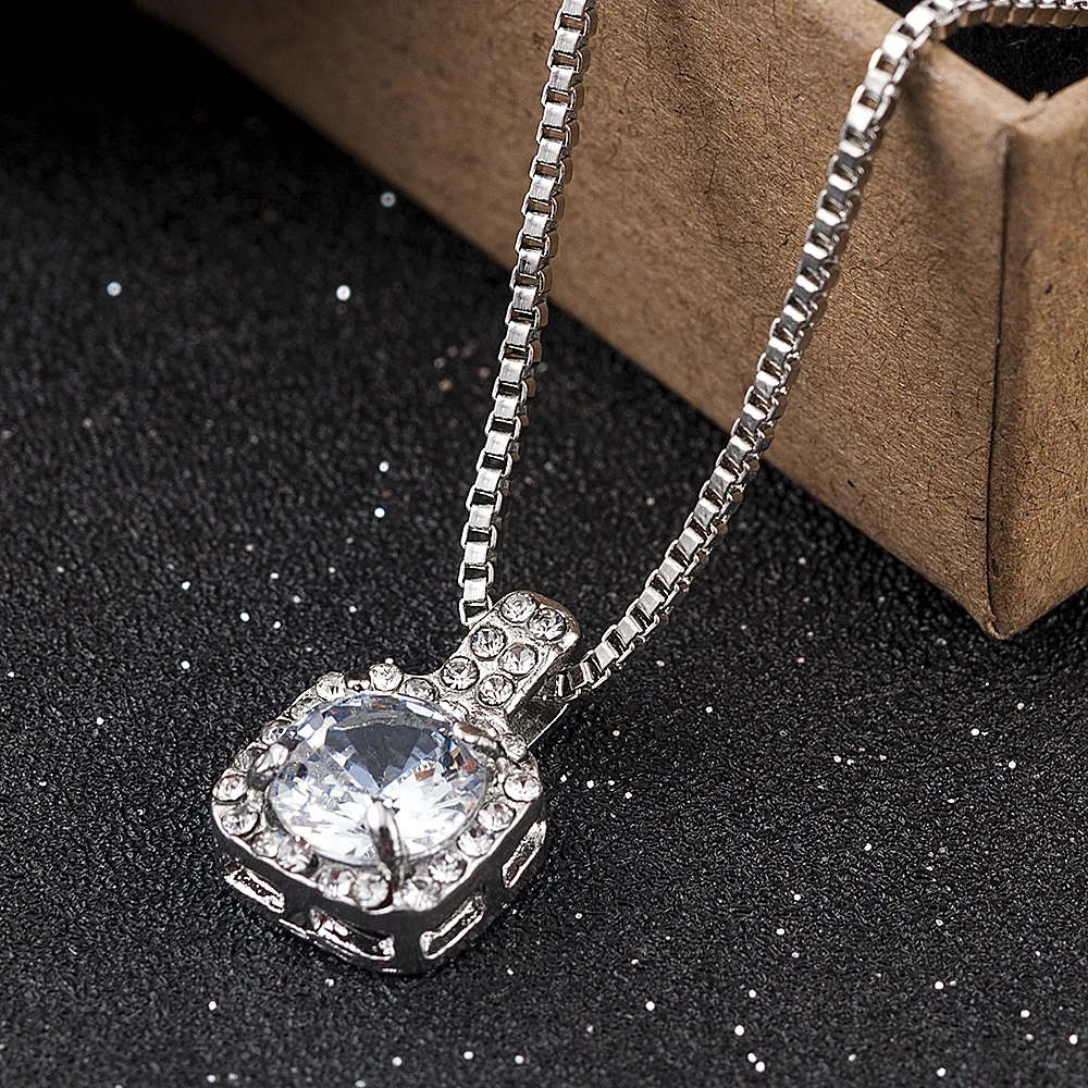 Женская подвеска с кристаллом цирконом квадратная 2020|Ожерелья подвеской| |