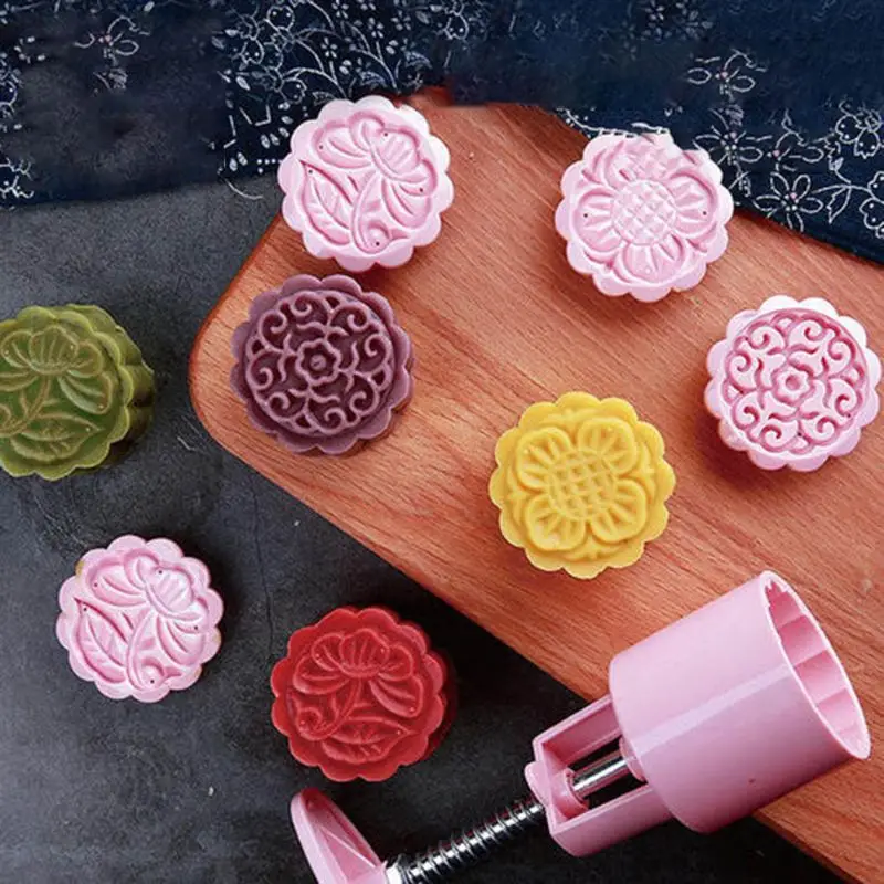 50 г форма для лунного торта 4 марки круглая бочка Mooncake ручная печенья под