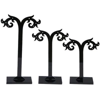 3 pcs black transparent different height acrylic earrings jewelry display stand organizer holder removable detachable