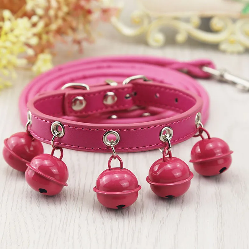 Ошейник для питомца маленькая собака кошка с 5 колокольчиками мягкий поводок из