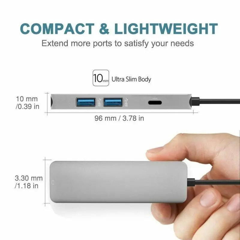 

4 in 1 USB Hub Type-C to 4K HDMI Adapter 2 USB 3.0 Ports For Macbook SamSung Tablet HuaWei Matebook