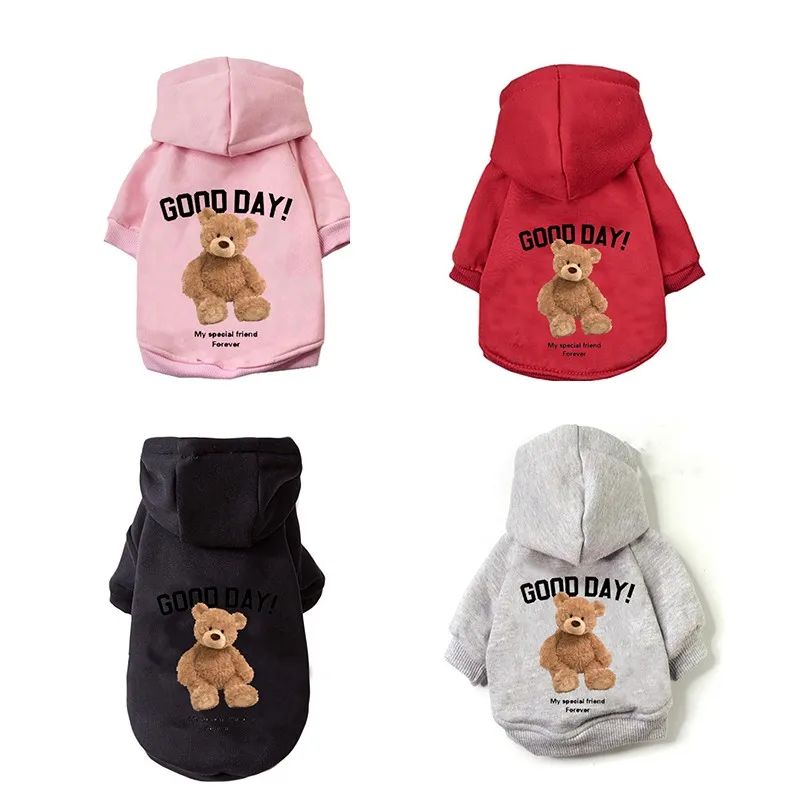 

Cute Bear Dog Clothes Winter Pet Clothes Warm Dog Pullover Hoodie Clothes For Small Dogs Chihuahua Cartoon Puppy Cat Clothing