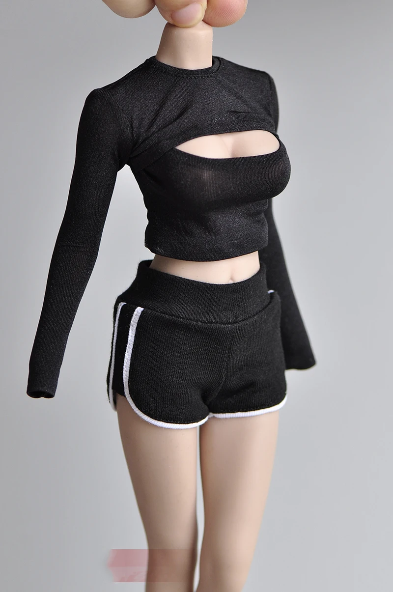 Масштаб 1/6 футболка с открытой грудью для женщин и девочек короткий секционный