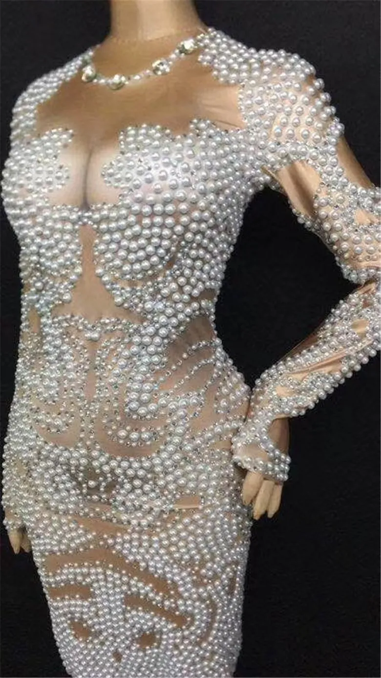 Жемчужное платье сексуальные женские вечерние платья сценическое праздничное