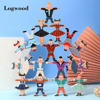 wooden multiplayer cartoon hercules building blocks montessori toys parent child stacking high game balance building blocks toy