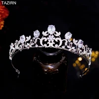 new design small tiaras and crowns for women cubic zirconia sweet 16 headwear cz handmade princess wedding headdress