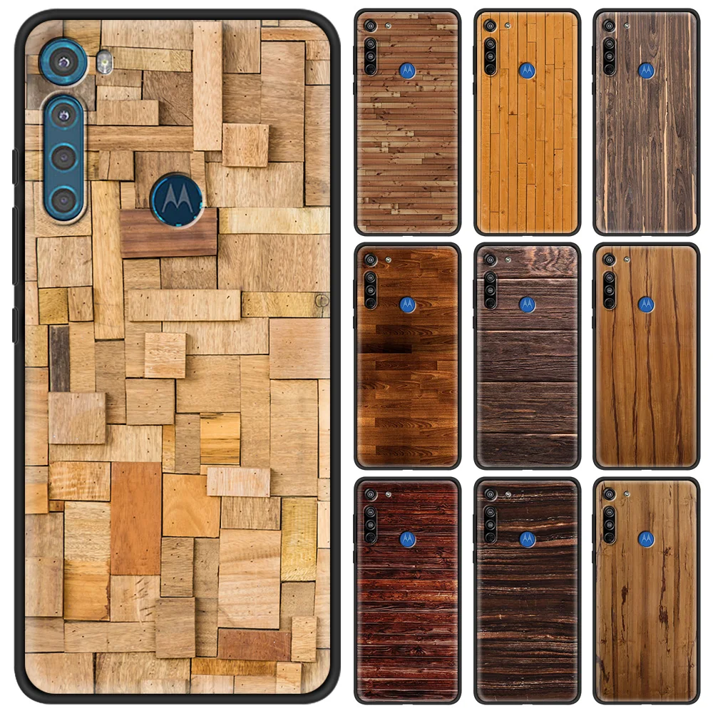 

Wood Grain Silicone TPU Case for Motorola G8 G9 Power G10 G30 One Fusion Edge G Stylus E6S Play Plus Phone Cover Shell